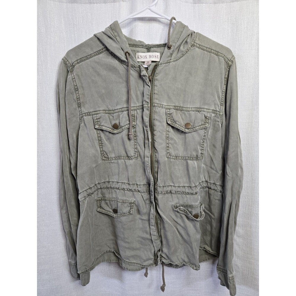 Women's Knox rose full Zip lightweight Hoody Green Military size Medium drawstri